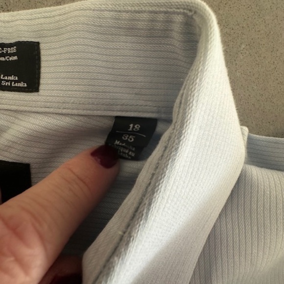 Men's Nordstrom Smartcare Size 18/35 Light Blue on Blue Stripe Dress Shirt - Picture 5 of 6